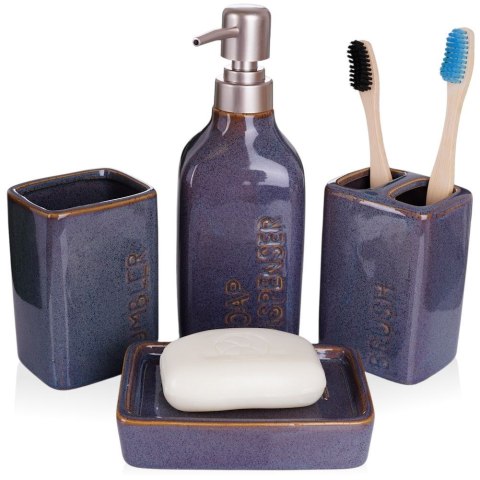 Zestaw łazienkowy ceramiczny granatowy 410ml 4 elementy BATHROOM SOLUTIONS 569464