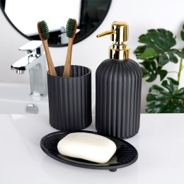 Zestaw łazienkowy do łazienki dozownik szklany czarny 400ml 3-ele VILDE 569397