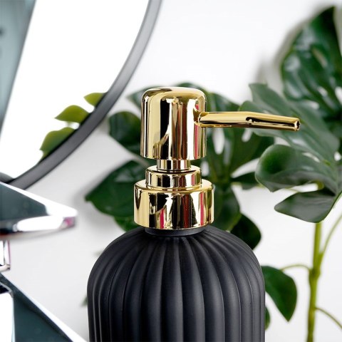 Zestaw łazienkowy do łazienki dozownik szklany czarny 400ml 3-ele VILDE 569397