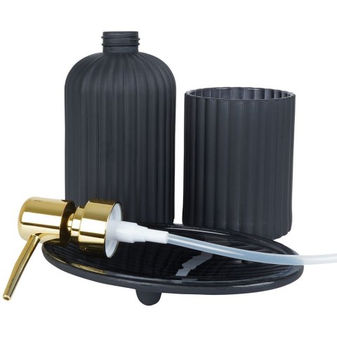 Zestaw łazienkowy do łazienki dozownik szklany czarny 400ml 3-ele VILDE 569397