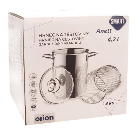 Garnek do gotowania szparagów makaronu stalowy z sitkiem ANETT 16 cm 4.2L ORION 111745