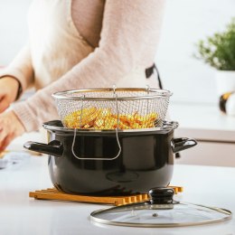 Garnek do smażenia frytek w głębokim oleju emaliowany z sitkiem 24.5 cm 4L NAVA 10-053-003