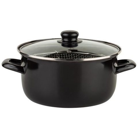 Garnek do smażenia frytek w głębokim oleju emaliowany z sitkiem 24.5 cm 4L NAVA 10-053-003