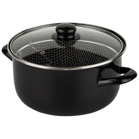Garnek do smażenia frytek w głębokim oleju emaliowany z sitkiem 24.5 cm 4L NAVA 10-053-003