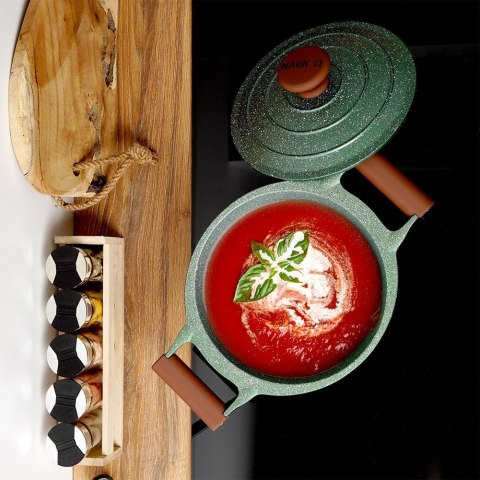 Garnek granitowy nieprzywierający na indukcję gaz z pokrywką OMEGA 20 cm 2.6L NAVA 10-255-030