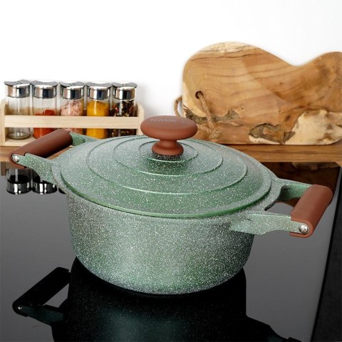 Garnek granitowy nieprzywierający na indukcję gaz z pokrywką OMEGA 24 cm 4.4L NAVA 10-255-031