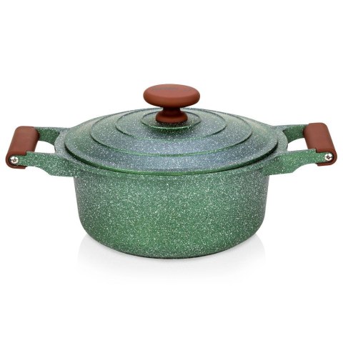 Garnek granitowy nieprzywierający na indukcję gaz z pokrywką OMEGA 24 cm 4.4L NAVA 10-255-031