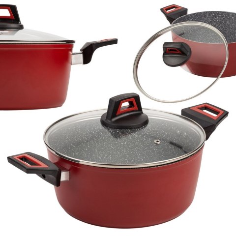 Garnek granitowy ze szklaną pokrywką indukcja TAURUS 20 cm 2.2L NAVA 10-144-070