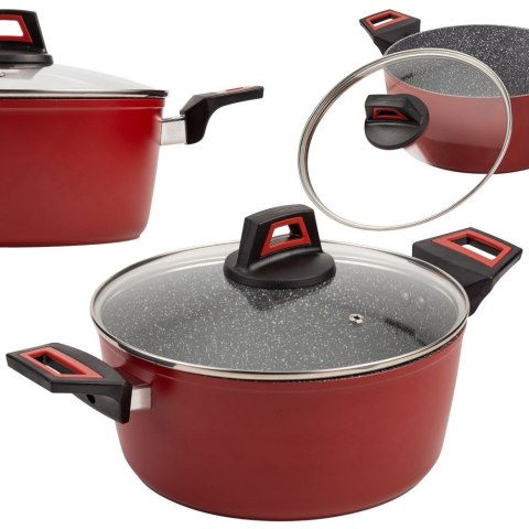 Garnek granitowy ze szklaną pokrywką indukcja TAURUS 28 cm 6.2L NAVA 10-144-072