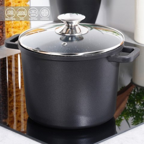 Garnek granitowy ze szklaną pokrywką indukcja wysoki GRANDE 4.2L ORION 113316