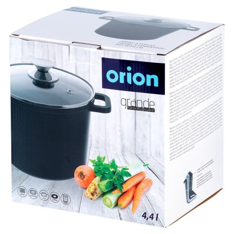 Garnek granitowy ze szklaną pokrywką indukcja wysoki GRANDE 4.2L ORION 113316