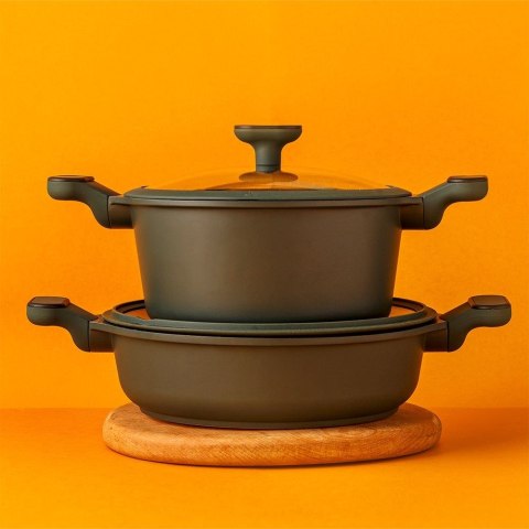 Patelnia granitowa głęboka ze szklaną pokrywką IMPERIAL 26 cm 3.5L NAVA 10-302-071