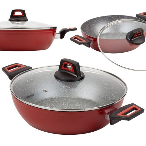 Patelnia granitowa głęboka ze szklaną pokrywką TAURUS 28 cm 3.8L NAVA 10-144-080