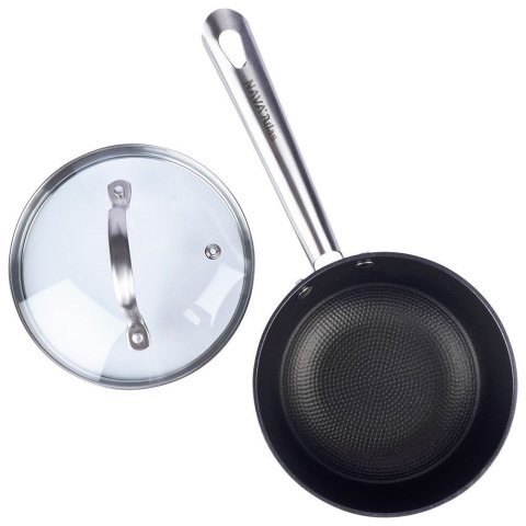 Rondel żeliwny ze szklaną pokrywką ciężki indukcja ATLAS 16 cm 1L NAVA 10-205-055