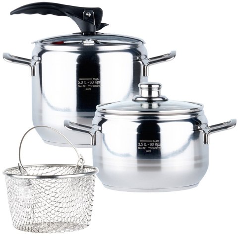 Szybkowar garnek ciśnieniowy na gaz zestaw szybkowarów 3.5 + 5L PROFI ORION 113044