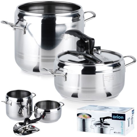 Szybkowar garnek ciśnieniowy na gaz zestaw szybkowarów 4 + 7L PROFI ORION 111740