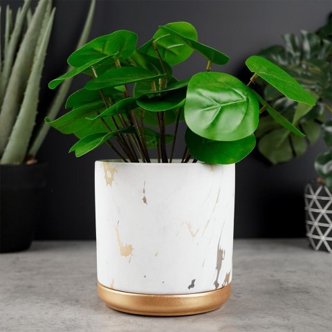 Doniczka ceramiczna donica na kwiaty marmur złota 13.5cm VILDE 569570
