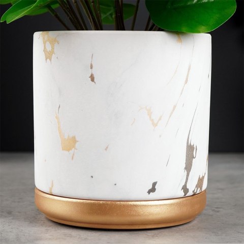 Doniczka ceramiczna donica na kwiaty marmur złota 13.5cm VILDE 569570