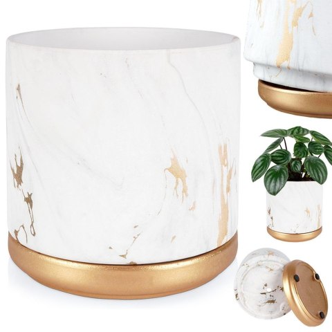 Doniczka ceramiczna donica na kwiaty marmur złota 13.5cm VILDE 569570