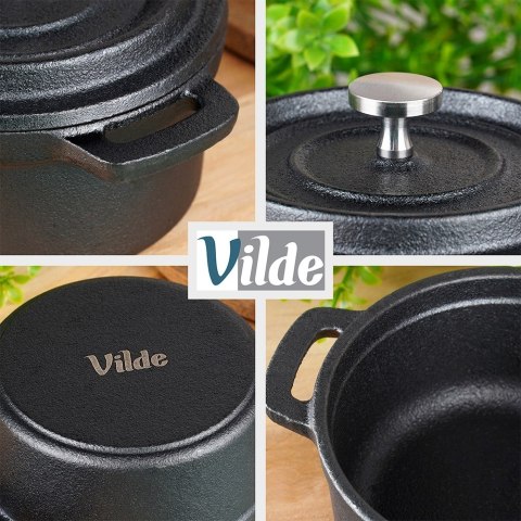 Garnek do serwowania potraw z pokrywką żeliwny CAST LINE 10 cm 250 ml VILDE 199073