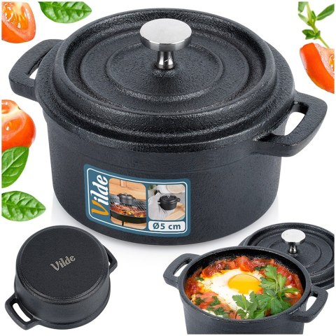 Garnek do serwowania potraw z pokrywką żeliwny CAST LINE 10 cm 250 ml VILDE 199073