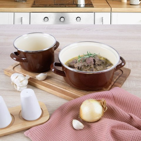 Garnek emaliowany indukcja na indukcję gaz BROWN 16 cm 1.4L ORION 113361