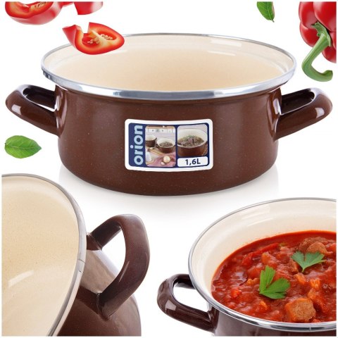 Garnek emaliowany indukcja na indukcję gaz BROWN 18.5 cm 1.6L ORION 113362