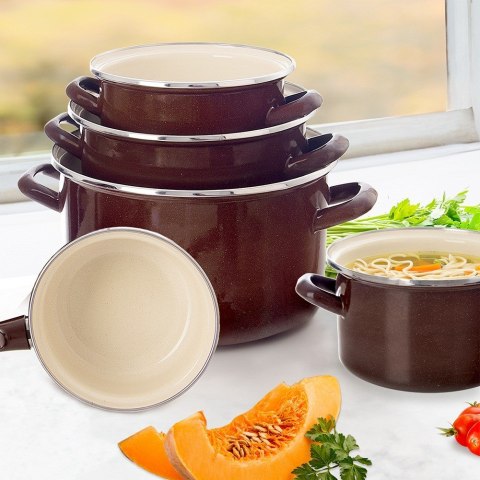 Garnek emaliowany indukcja na indukcję gaz BROWN duży 32 cm 11.5L ORION 113352