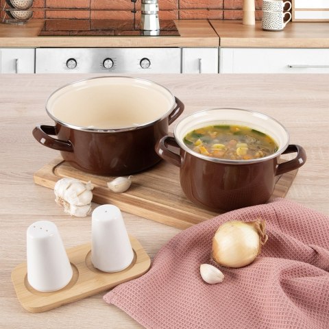Garnek emaliowany indukcja na indukcję gaz BROWN mały 14 cm 950 ml ORION 113360