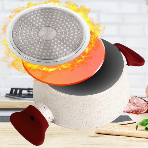 Garnek granitowy ze szklaną pokrywką indukcja TERRESTRIAL 20 cm 2.2L NAVA 10-144-320