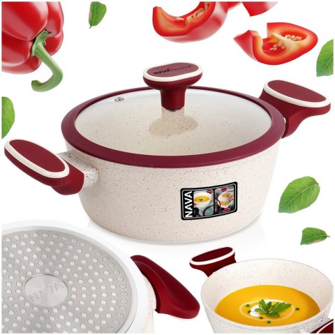 Garnek granitowy ze szklaną pokrywką indukcja TERRESTRIAL 20 cm 2.2L NAVA 10-144-320