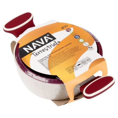 Garnek granitowy ze szklaną pokrywką indukcja TERRESTRIAL 20 cm 2.2L NAVA 10-144-320