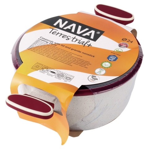Garnek granitowy ze szklaną pokrywką indukcja TERRESTRIAL 24 cm 4.2L NAVA 10-144-321