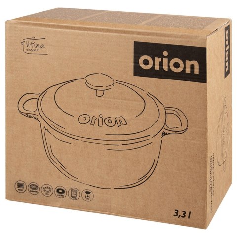 Garnek z pokrywką żeliwny emaliowany ciężki indukcja LITINA 22 cm 3.3L ORION 113347