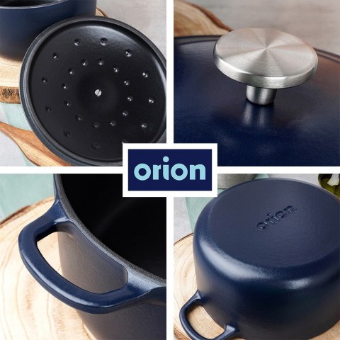 Garnek z pokrywką żeliwny emaliowany ciężki indukcja LITINA 26 cm 5.2L ORION 113348