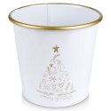 Osłona na doniczkę doniczki osłonka mała metalowa biała świąteczny wzór 16.5x15.5cm VILDE 839249