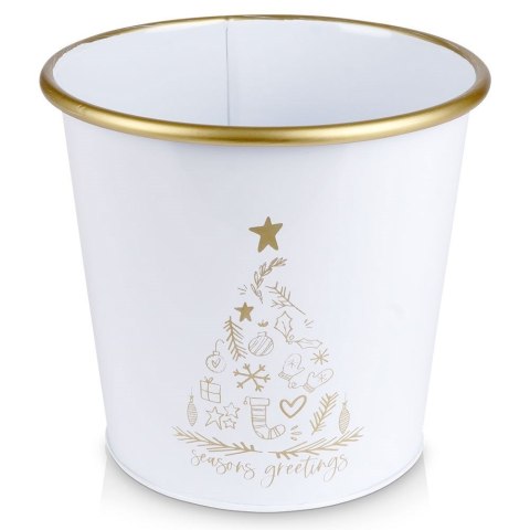 Osłona na doniczkę doniczki osłonka mała metalowa biała świąteczny wzór 16.5x15.5cm VILDE 839249