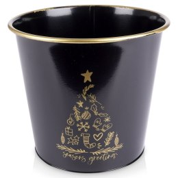 Osłona na doniczkę doniczki osłonka mała metalowa czarna świąteczny wzór 20.5x18cm VILDE 839251