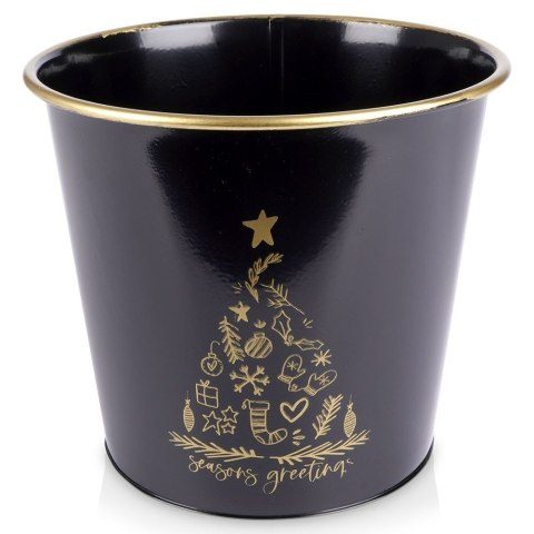 Osłona na doniczkę doniczki osłonka mała metalowa czarna świąteczny wzór 20.5x18cm VILDE 839251