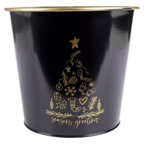 Osłona na doniczkę doniczki osłonka mała metalowa czarna świąteczny wzór 20.5x18cm VILDE 839251