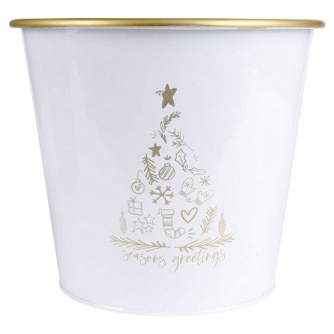 Osłona na doniczkę doniczki osłonka metalowa biała 23x20cm VILDE 839254