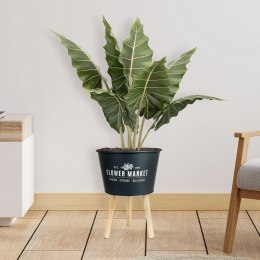 Osłona na doniczkę doniczki osłonka na nóżkach metalowa grafitowa 35x46.5cm VILDE 569431-C