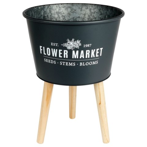 Osłona na doniczkę doniczki osłonka na nóżkach metalowa grafitowa 35x46.5cm VILDE 569431-C