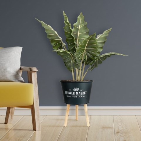 Osłona na doniczkę doniczki osłonka na nóżkach metalowa grafitowa 35x46.5cm VILDE 569431-C