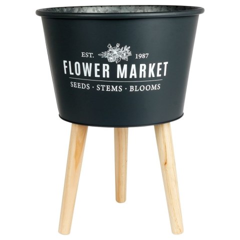 Osłona na doniczkę doniczki osłonka na nóżkach metalowa grafitowa 35x46.5cm VILDE 569431-C