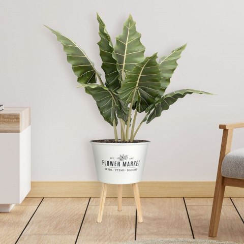 Osłona na doniczkę doniczki osłonka na nóżkach metalowa jasnoszara 35x46.5cm VILDE 569431-B