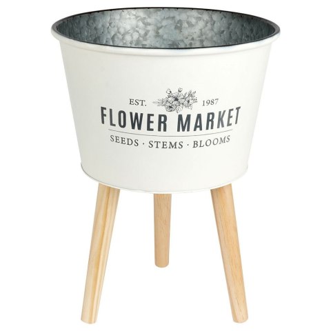 Osłona na doniczkę doniczki osłonka na nóżkach metalowa jasnoszara 35x46.5cm VILDE 569431-B