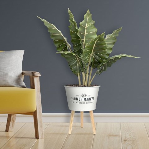 Osłona na doniczkę doniczki osłonka na nóżkach metalowa jasnoszara 35x46.5cm VILDE 569431-B