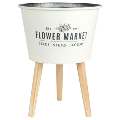 Osłona na doniczkę doniczki osłonka na nóżkach metalowa jasnoszara 35x46.5cm VILDE 569431-B