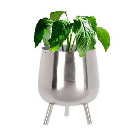 Osłona na doniczkę doniczki osłonka na nóżkach metalowa srebrna 20x16cm VILDE 312342-M